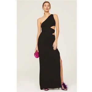 STAUD Black Letta One Shoulder Cutout Maxi Dress